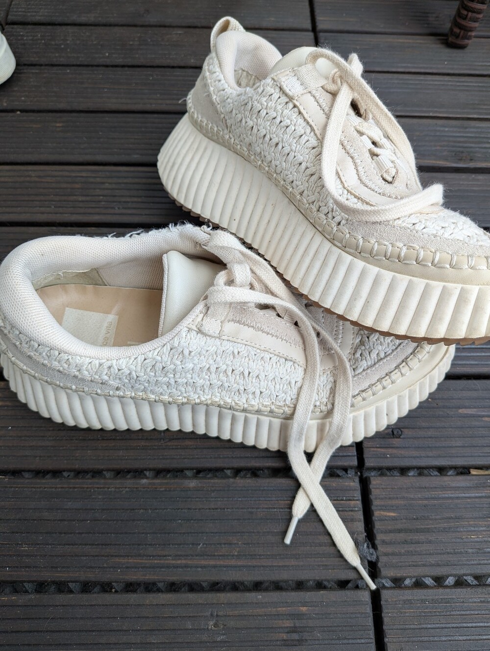 Dolce Vita Knit Crochet Woven Platform Sneakers in Cream - Women - Picture 6 of 6
